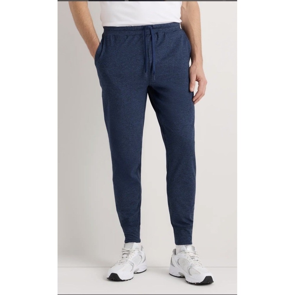 Quince Mens Flow Rise Jogger Size Large Athleisure Stretch Heathered Navy Comfy